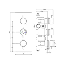 Naples contemporary round concealed thermostatic triple shower valve with 2 outlets - gunmetal grey