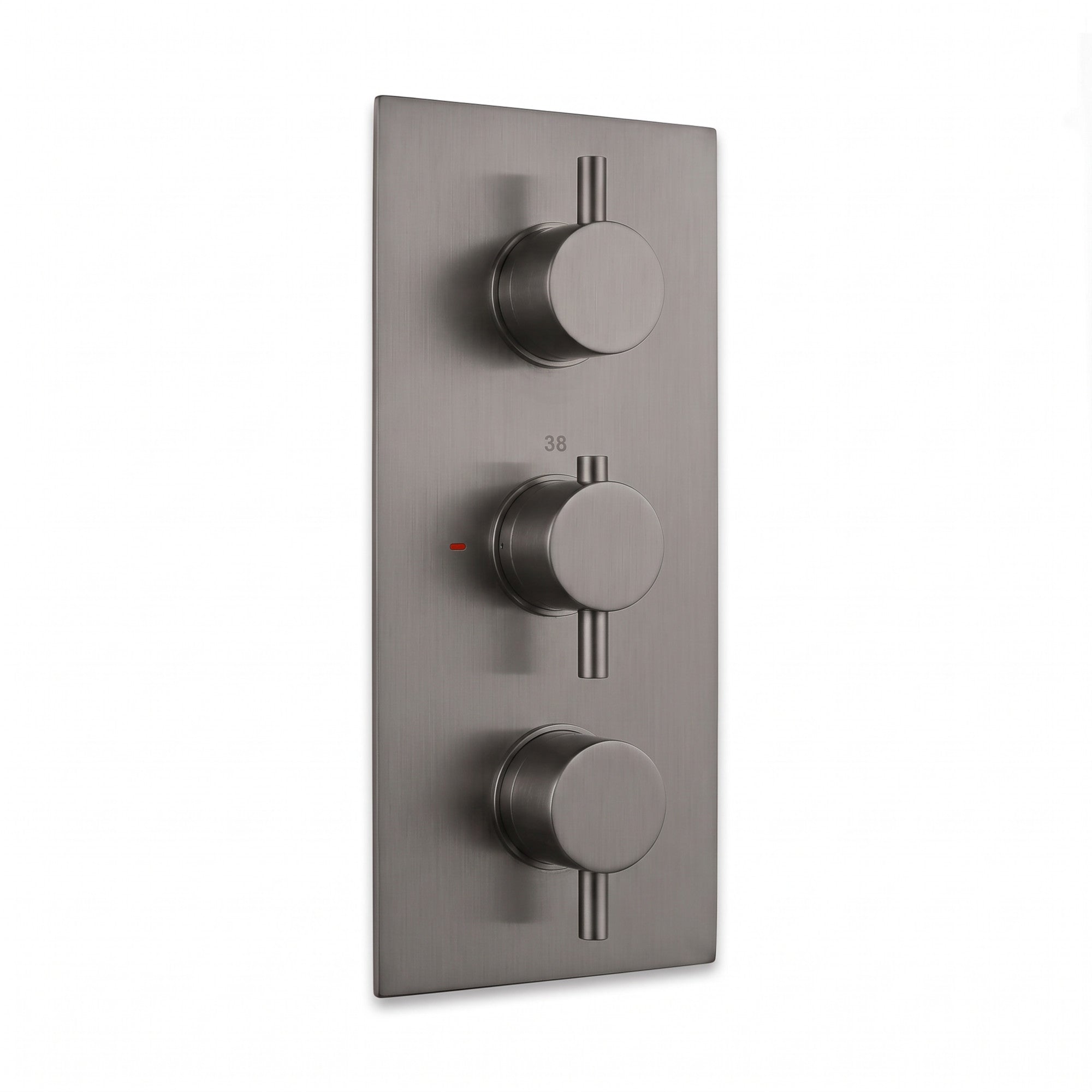 Naples contemporary round concealed thermostatic triple shower valve with 3 outlets - gunmetal grey