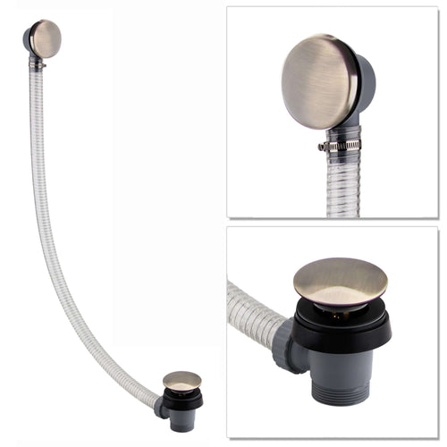 Buy Easy clean cut to size pipe bath sprung waste & overflow (bath thickness 5-15mm) - antique brass online UK