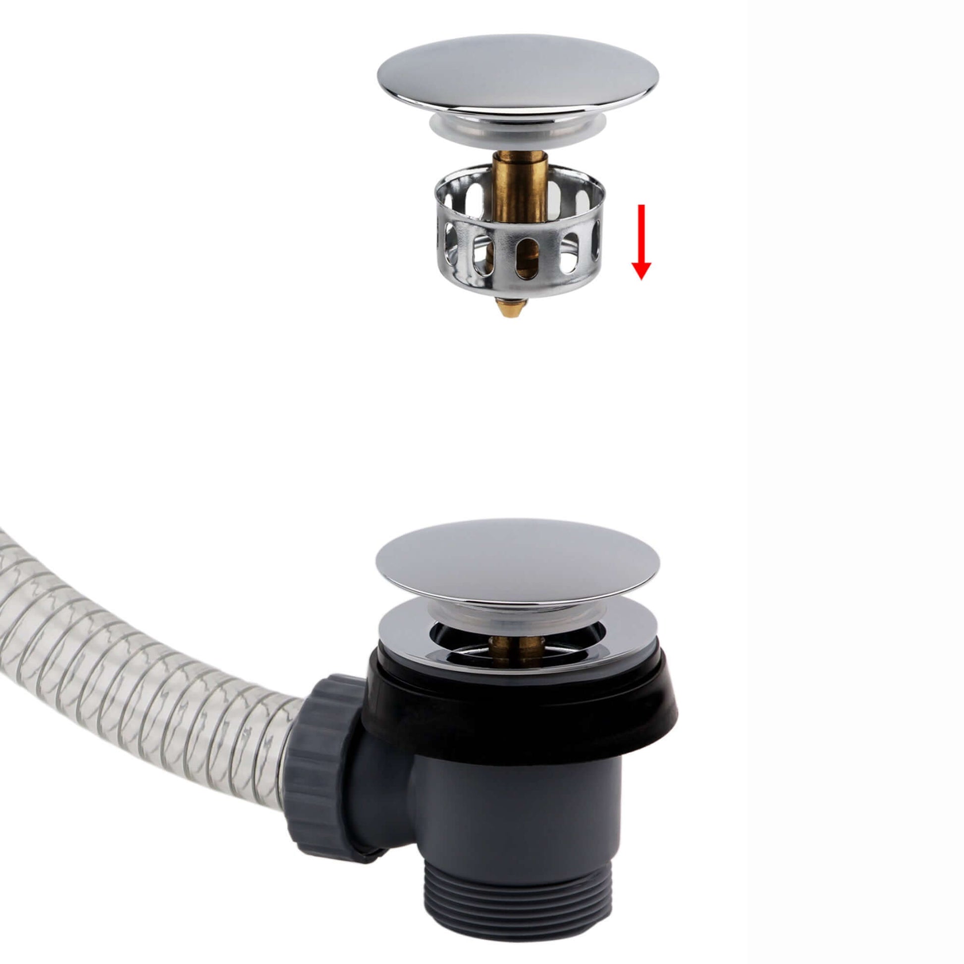 Buy Easy clean cut to size pipe bath sprung waste & overflow (bath thickness 5-15mm) - chrome Online UK | HOUSE OF ENKI