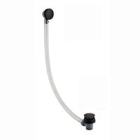 Easy clean cut to size pipe bath sprung waste & overflow (bath thickness 5-15mm) - matt black
