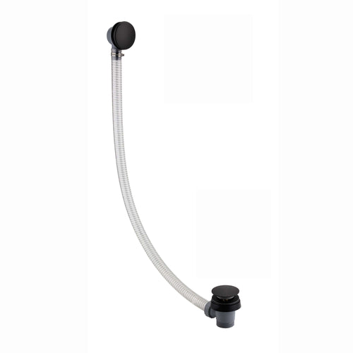 Buy Easy clean cut to size pipe bath sprung waste & overflow (bath thickness 5-15mm) - matt black online UK