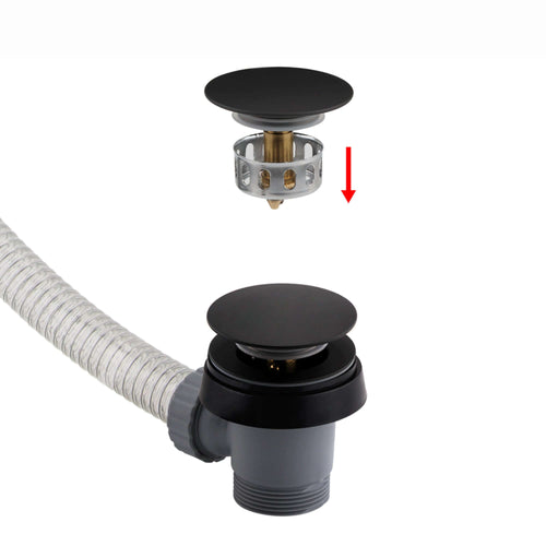 Buy Easy clean cut to size pipe bath sprung waste & overflow (bath thickness 5-15mm) - matt black online UK