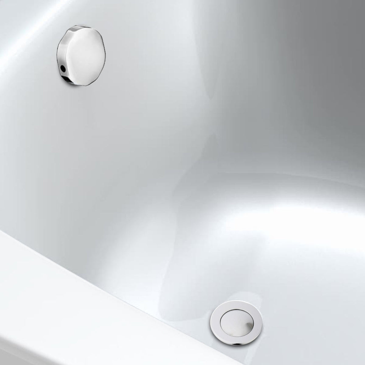 Bath pop up waste with overflow suitable for 5-25mm bath thickness - chrome