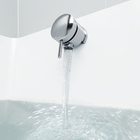 Round freeflow bath filler with overflow and pop up waste - chrome