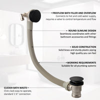 Round Bath Filler with Easy Clean Sprung Waste & Overflow - Matt Black