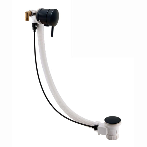 Buy Round freeflow bath filler with overflow and pop up waste - matt black online UK