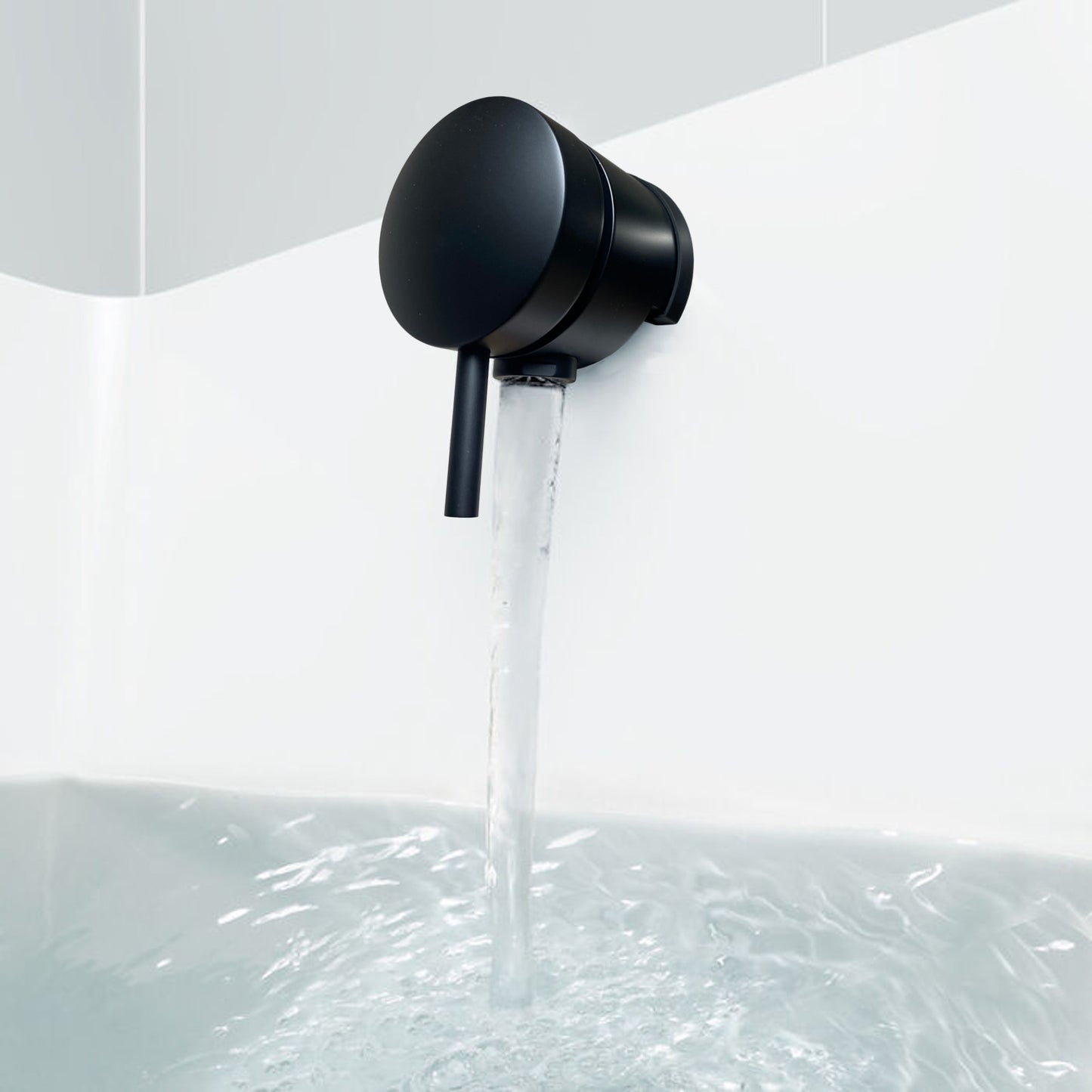 Round freeflow bath filler with overflow and pop up waste - matt black