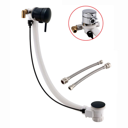 Buy Round freeflow bath filler with overflow and pop up waste - matt black online UK