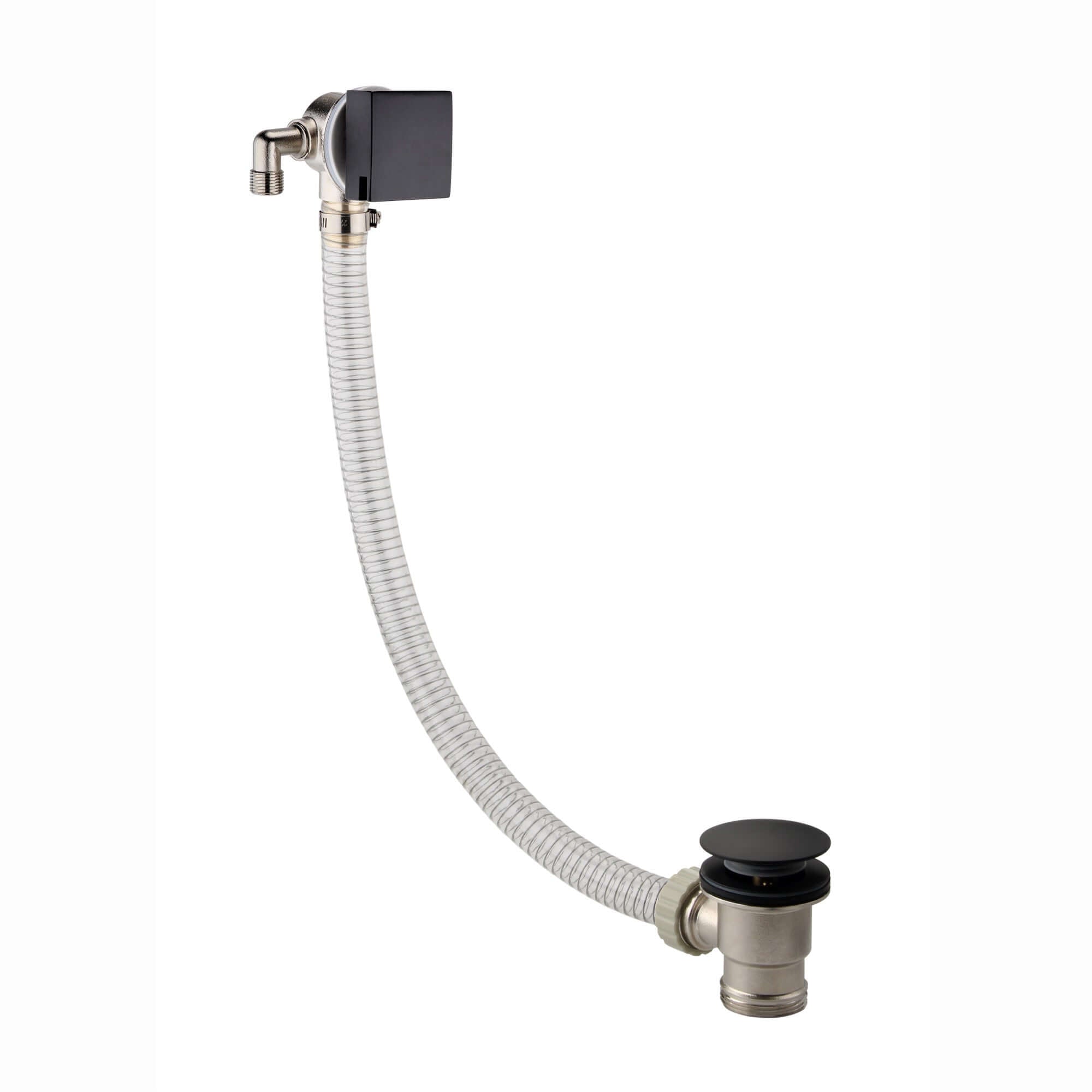 Buy Square freeflow bath filler with overflow and clicker waste - matt black online UK