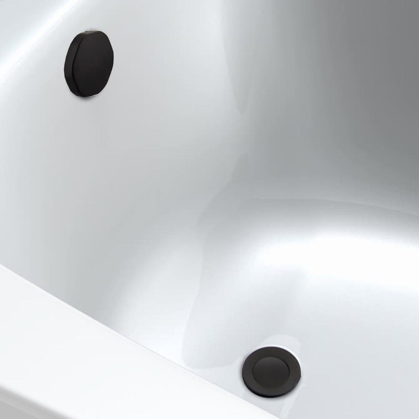Bath pop up waste with overflow suitable for 5-25mm bath thickness - matt black