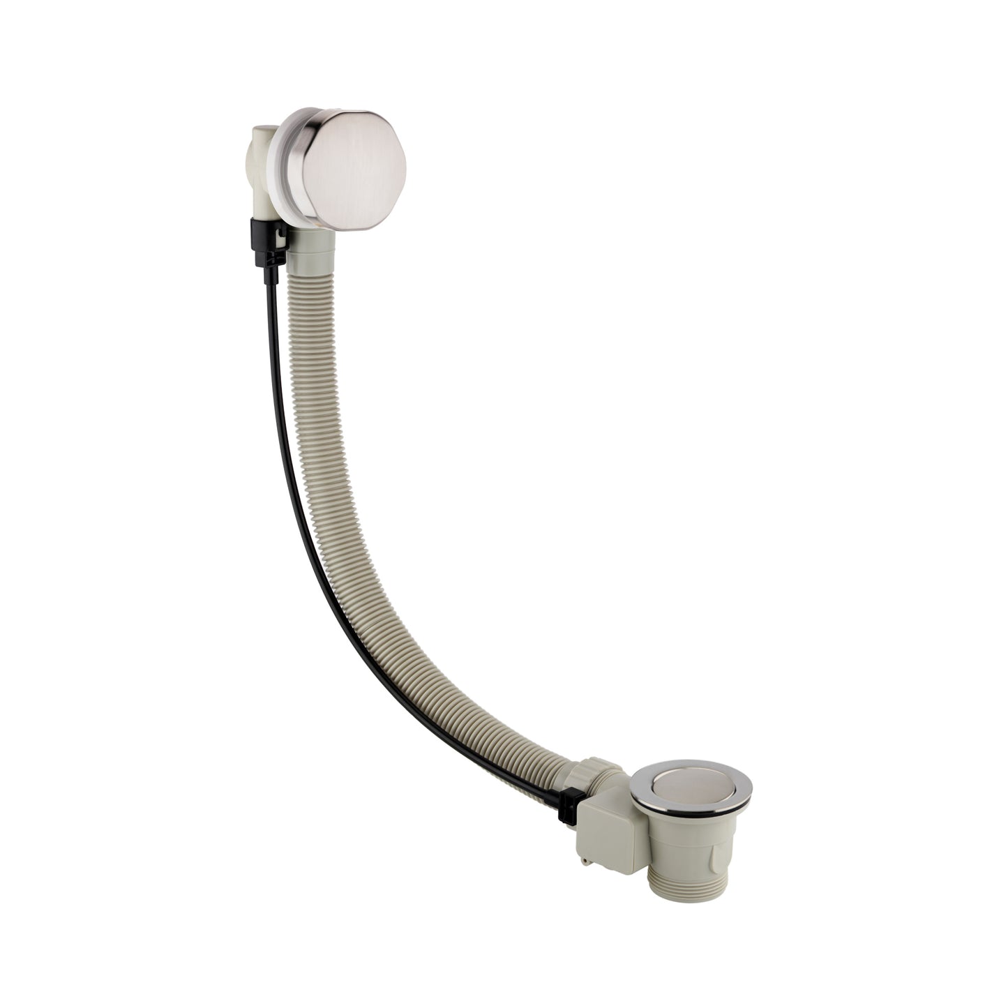 Bath pop up waste with overflow suitable for 5-25mm bath thickness - brushed nickel