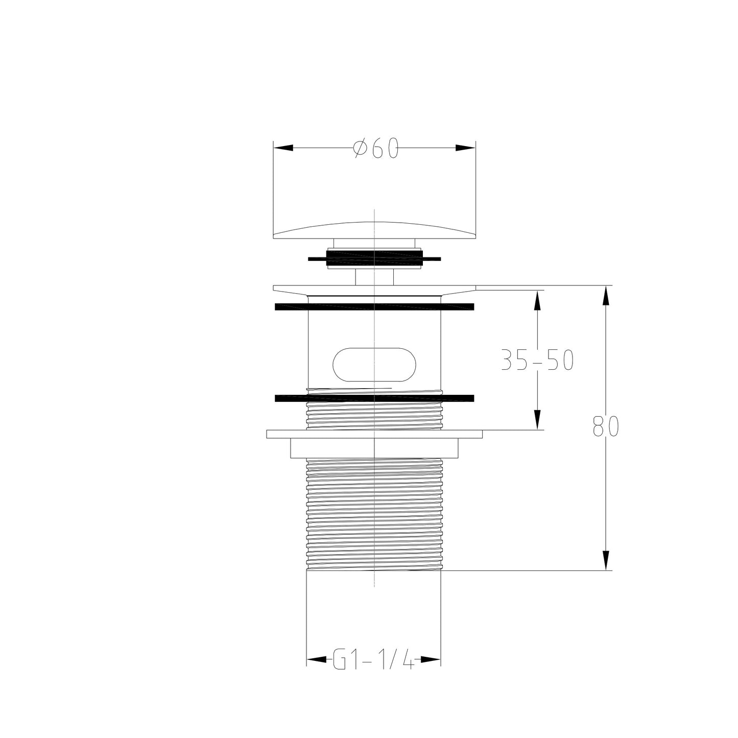 Pop up basin waste round slotted - matt white