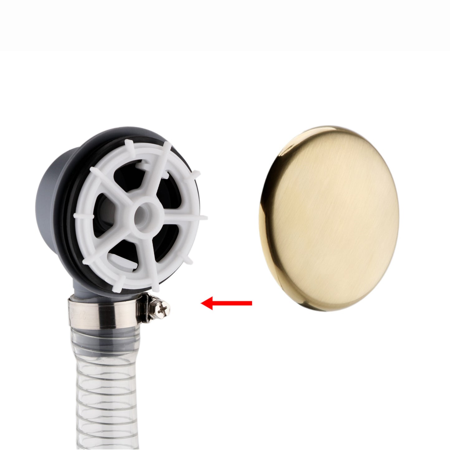 Easy clean cut to size pipe bath sprung waste & overflow (bath thickness 5-15mm) - brushed brass