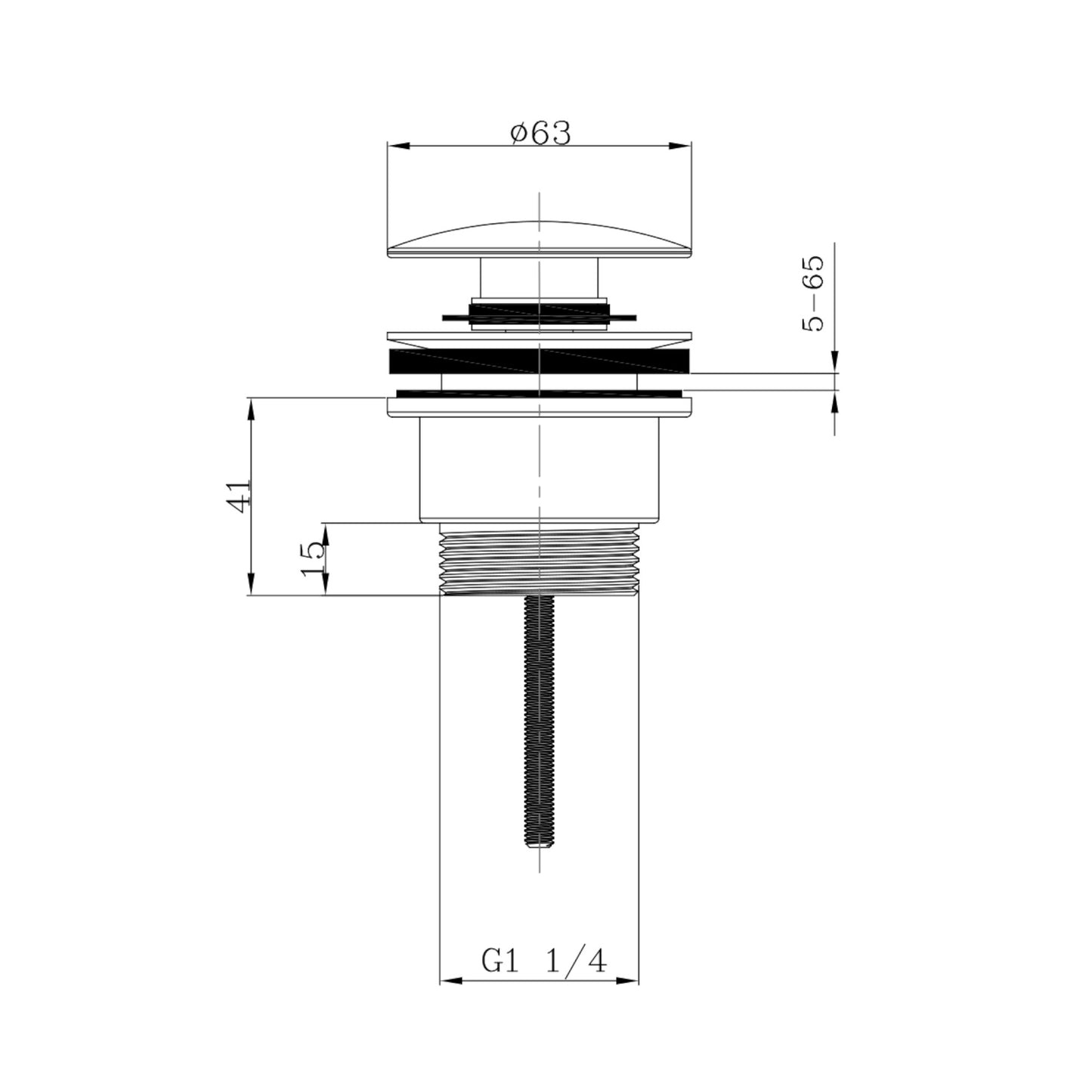 Universal click clack or freeflow basin waste for sinks with or without overflow - brushed brass