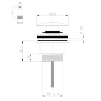 Universal click clack or freeflow basin waste for sinks with or without overflow - gunmetal grey