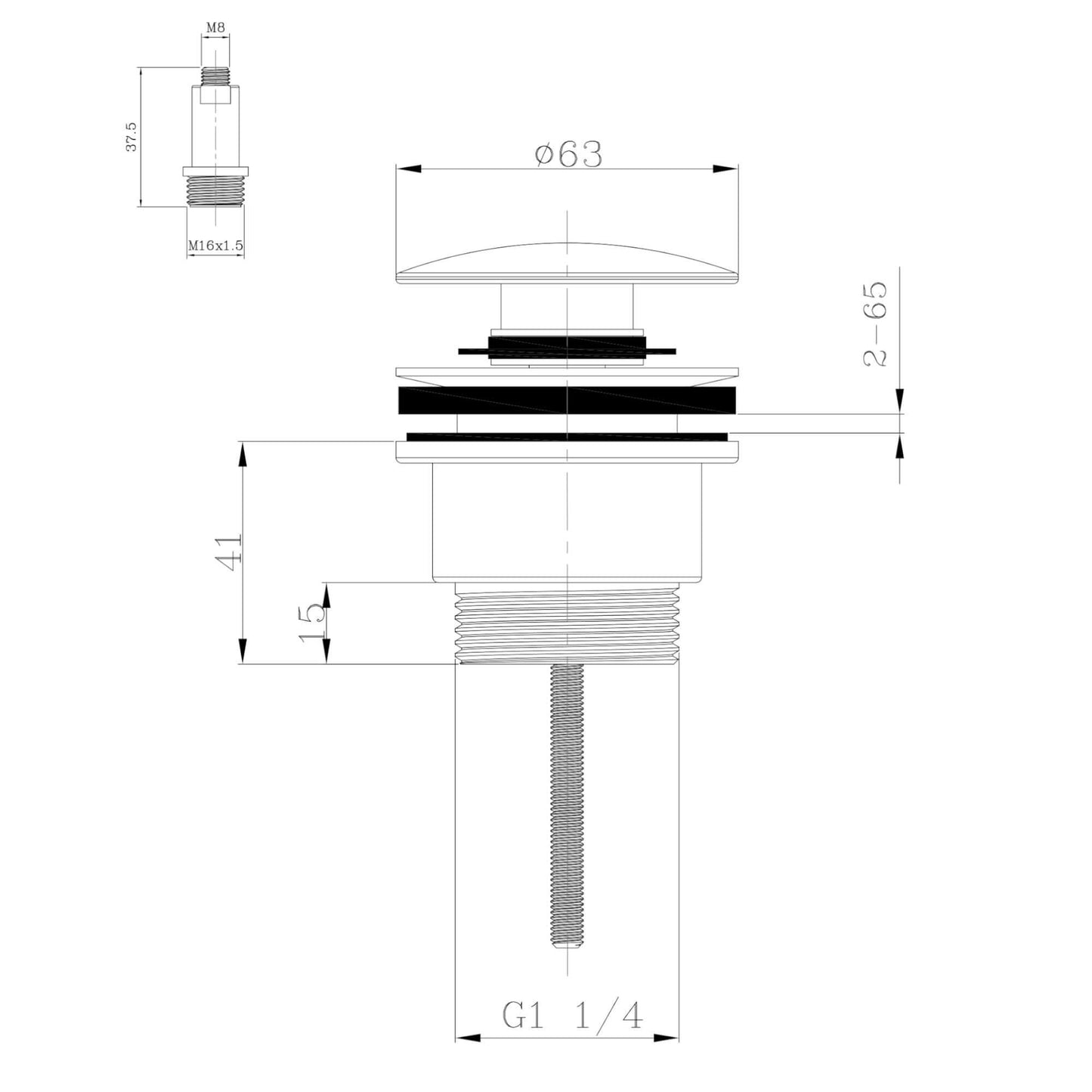 Buy Universal click clack or freeflow basin waste for sinks with or without overflow - matt white Online UK | HOUSE OF ENKI