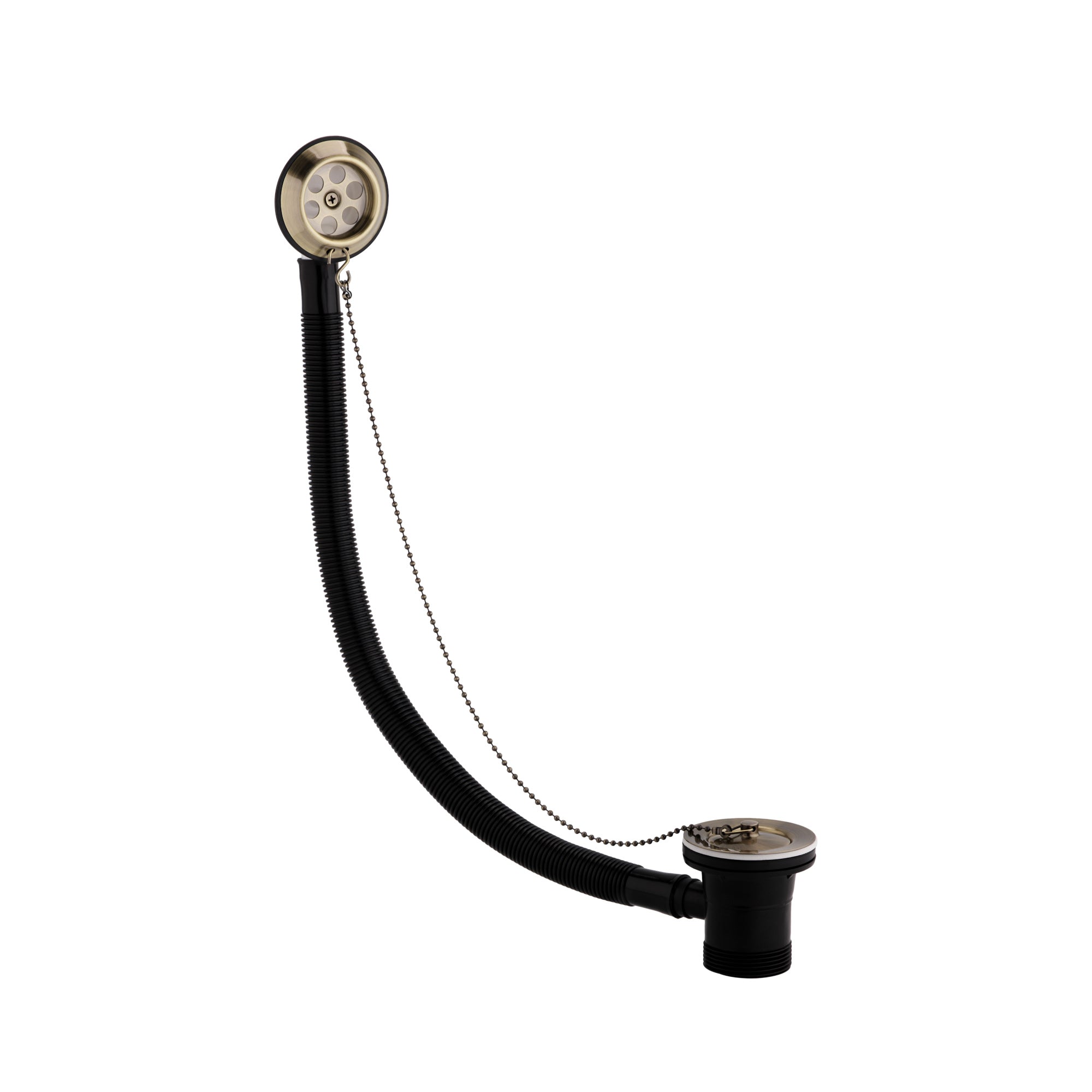 Traditional bath retainer waste & ball chain plug with overflow - antique brass