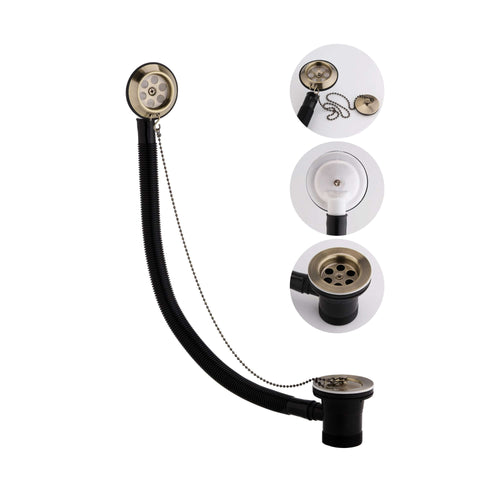 Buy Traditional bath retainer waste & ball chain plug with overflow - antique brass online UK