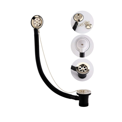 Buy Traditional bath retainer waste & ball chain plug with overflow - gold online UK
