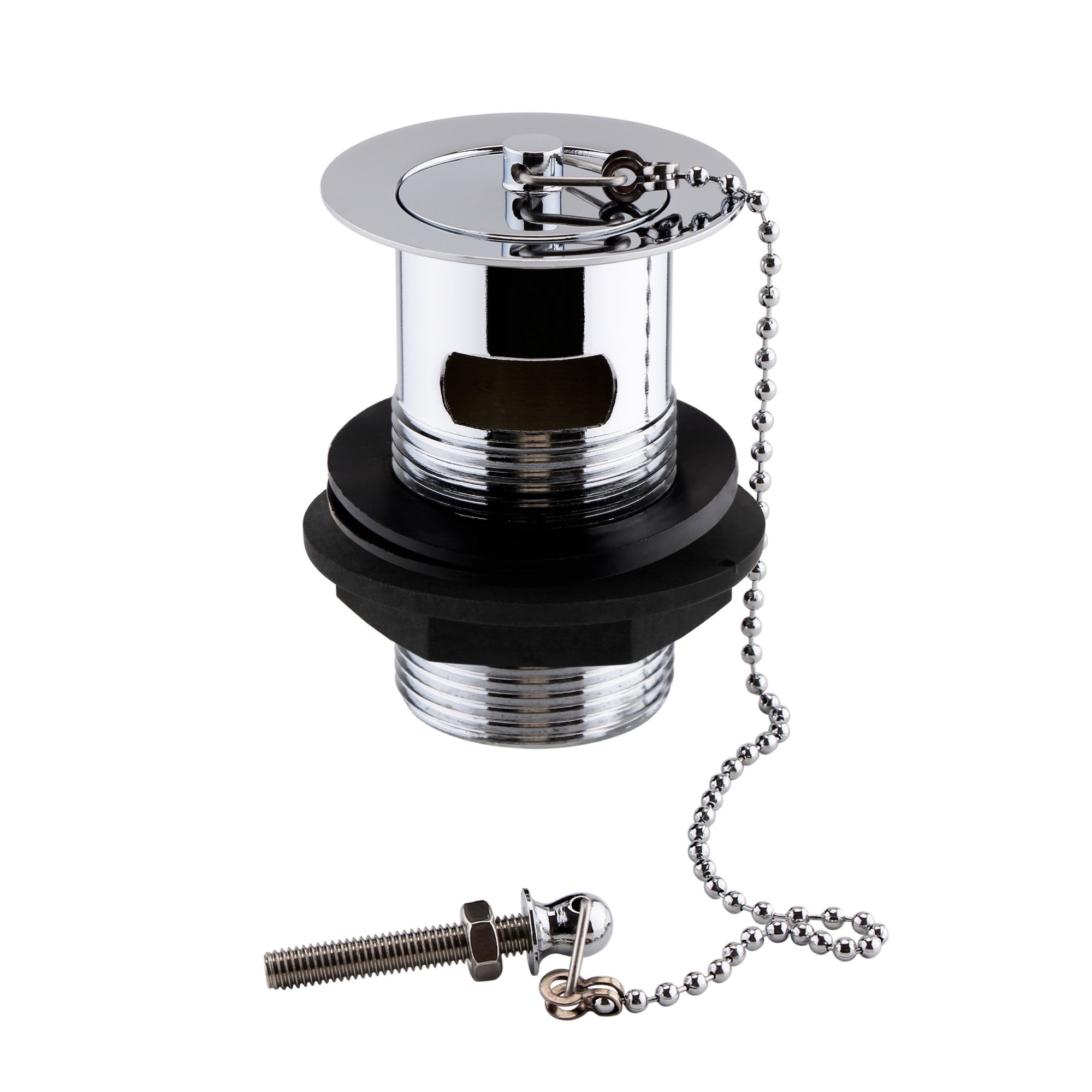 Traditional slotted basin waste with plug and ball chain - chrome