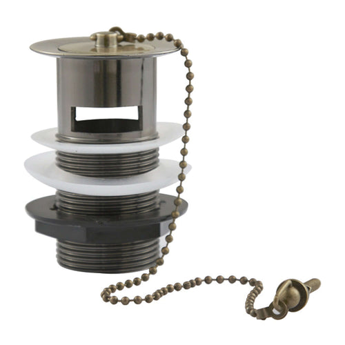 Buy Traditional slotted basin waste with plug and ball chain - antique brass online UK