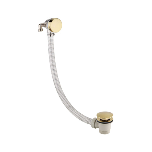 Buy Round freeflow bath filler with overflow and clicker waste - brushed brass online UK
