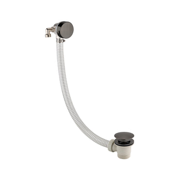 Round freeflow bath filler with overflow and clicker waste - gunmetal grey