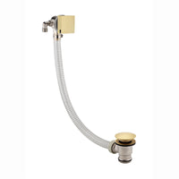 Square freeflow bath filler with overflow and clicker waste - brushed brass