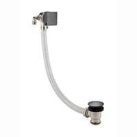 Square freeflow bath filler with overflow and clicker waste - gunmetal grey