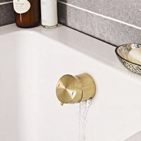 Round temperature control bath mixer filler with overflow and clicker waste - brushed brass