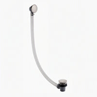 Easy clean cut to size pipe bath sprung waste & overflow (bath thickness 5-15mm) - brushed nickel