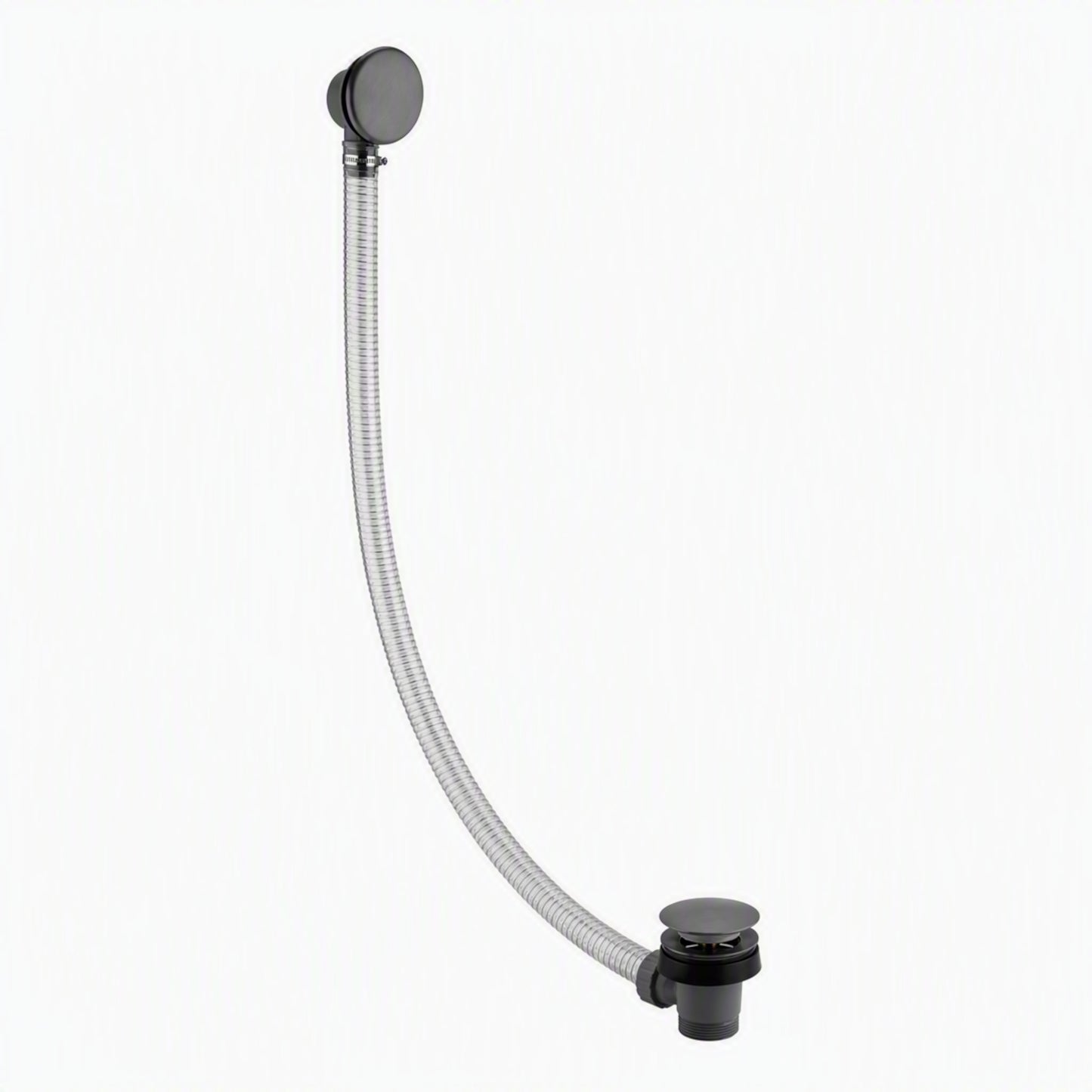 Easy clean cut to size pipe bath sprung waste & overflow (bath thickness 5-15mm) - gunmetal grey