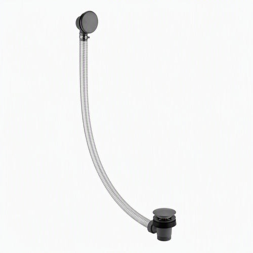 Easy clean cut to size pipe bath sprung waste & overflow (bath thickness 5-15mm) - gunmetal grey