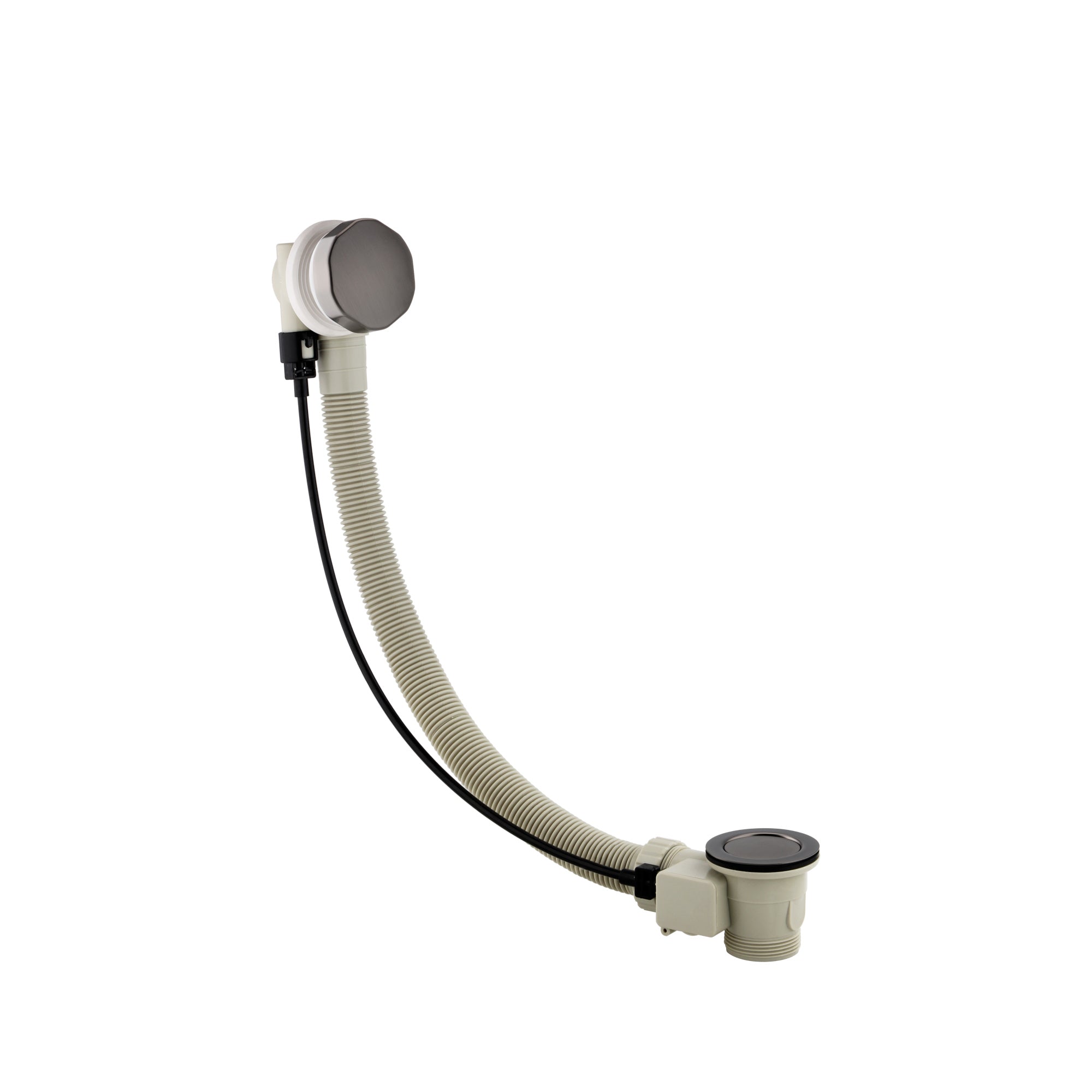 Bath pop up waste with overflow suitable for 5-25mm bath thickness - gunmetal grey
