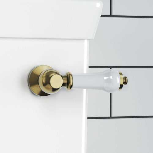 Buy Toilet lever traditional ceramic - antique brass online UK