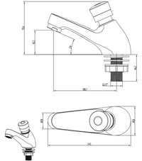 Tenor non concussive basin taps - chrome dimensions diagram