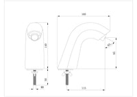 Optic deck mounted infra red tap - chrome dimensions diagram