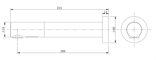 Optic wall mounted infra red tap - chrome dimensions diagram