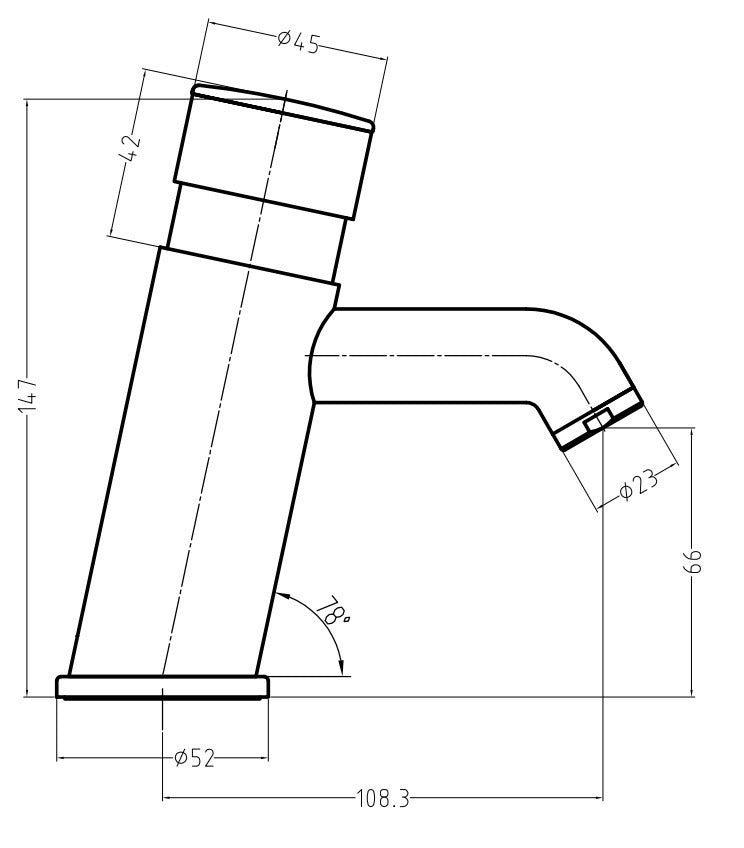 Tenor non concussive basin mixer - chrome dimensions diagram
