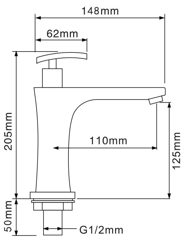 Optic deck mounted electronic sensor tap with hand wash dispensor - chrome dimensions diagram