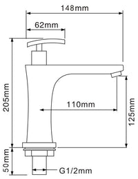 Optic deck mounted electronic sensor tap with hand wash dispensor - chrome dimensions diagram