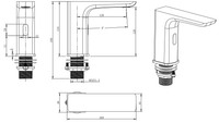 Optic ECO deck mounted infra red tap - chrome dimensions diagram