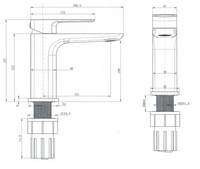 Ardley mono basin mixer with sprung waste - chrome dimensions diagram