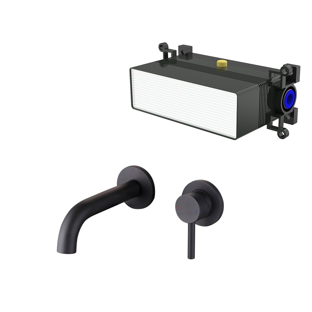 Calder wall mounted basin mixer with EZ box - matt black (BT7043)