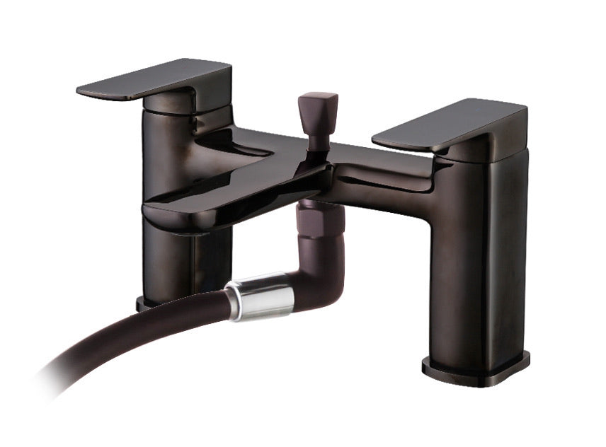 Delamere bath shower mixer with shower kit - black chrome (BT7057)