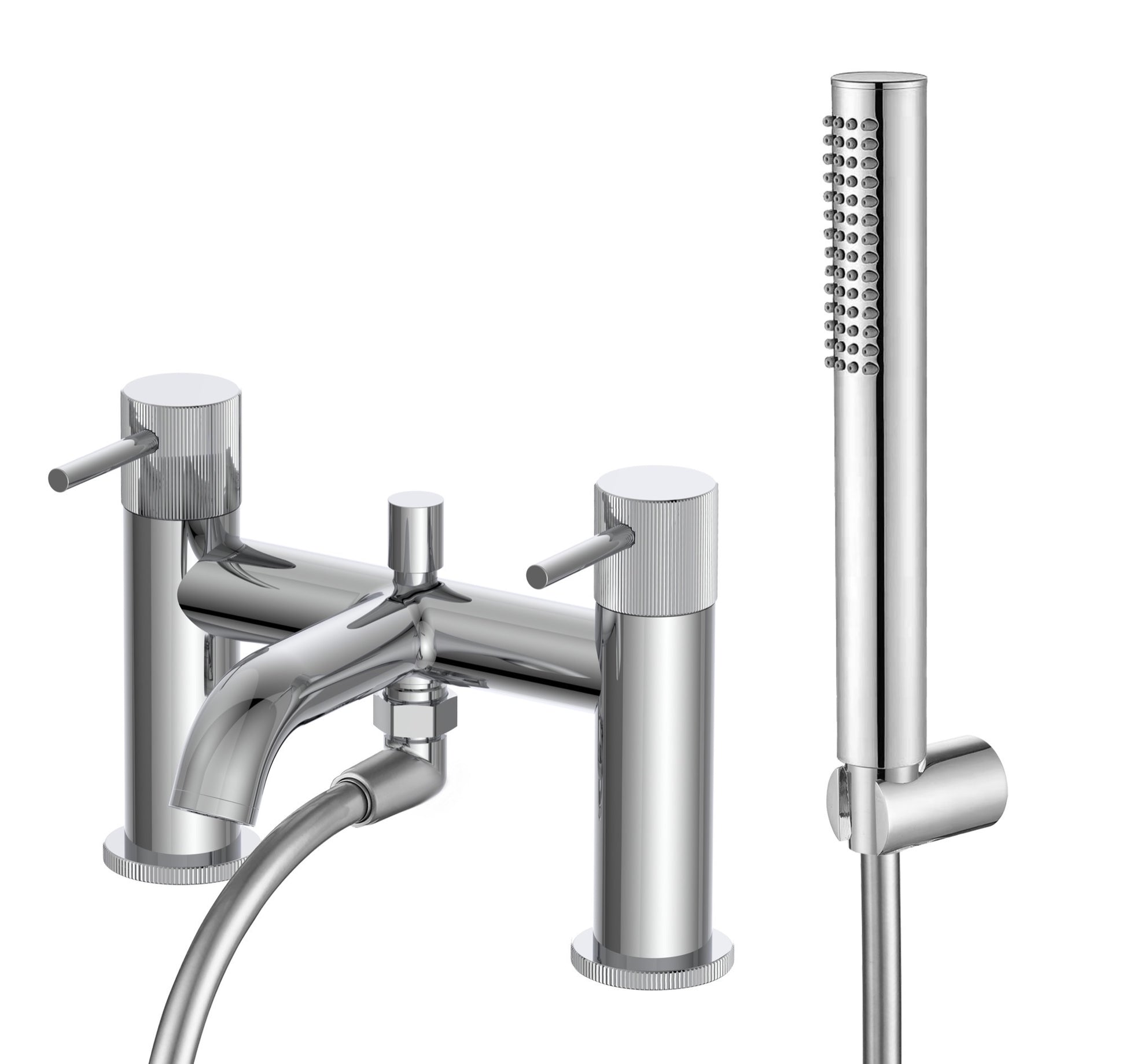 Alderley fluted bath shower mixer with shower kit - chrome (BT7073)
