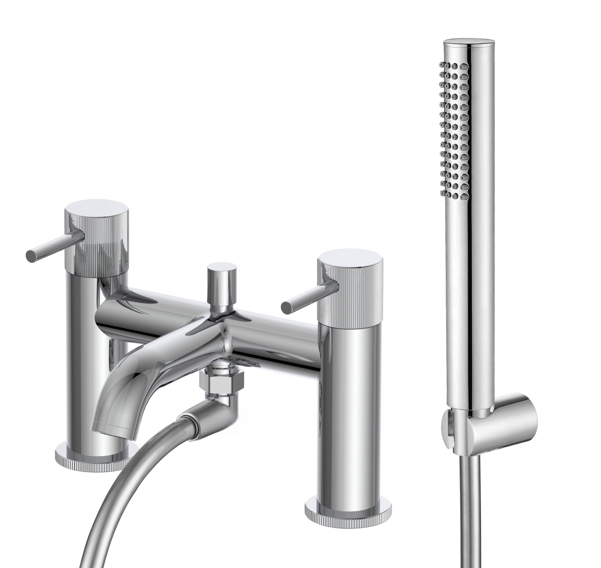 Alderley fluted bath shower mixer with shower kit - chrome (BT7073)