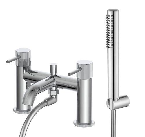 Alderley fluted bath shower mixer with shower kit - chrome (BT7073)