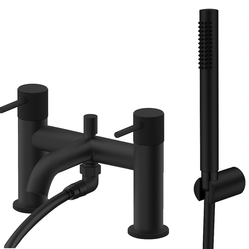 Alderley fluted bath shower mixer with shower kit - matt black (BT7074)